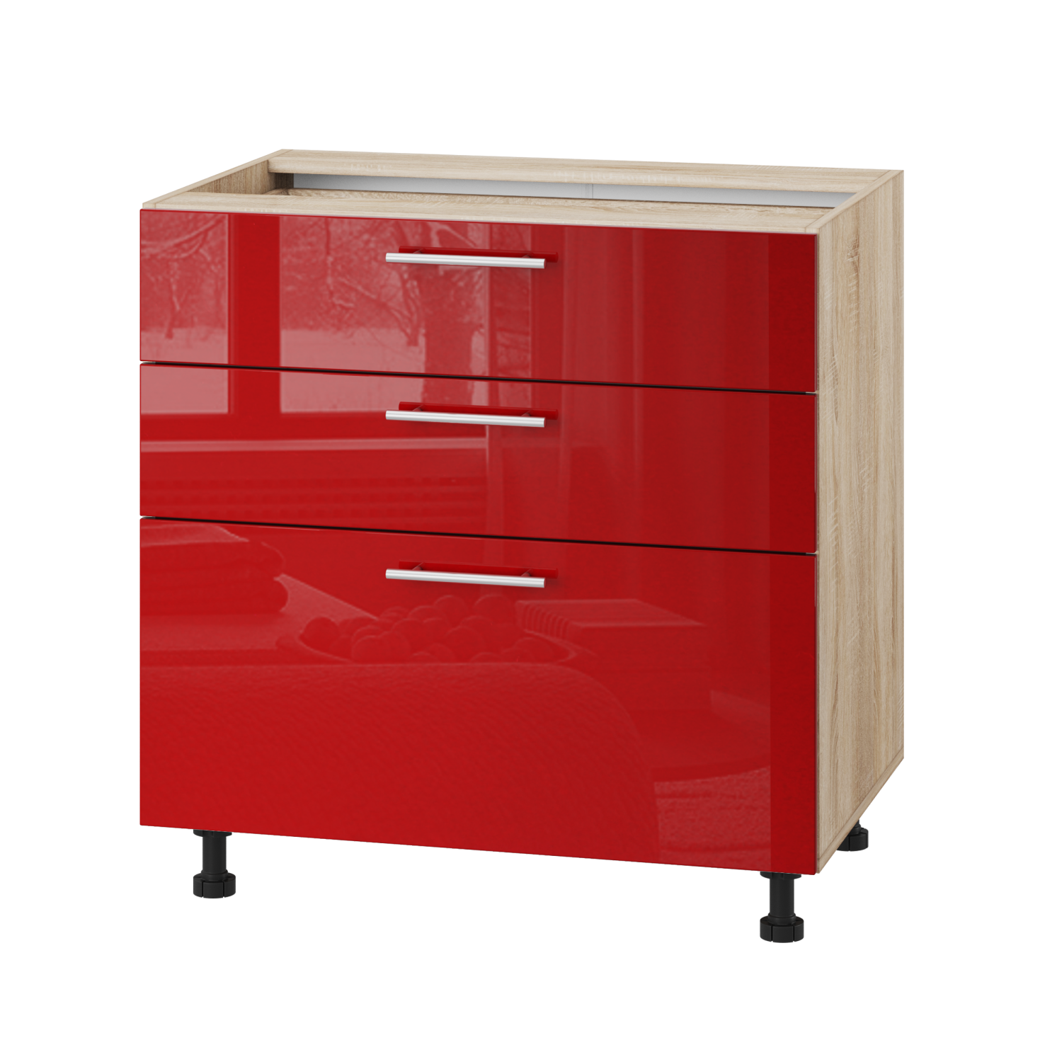 Корпус Стандарт дуб сонома, фасад Стандарт червоний глянець 130.SM 80х72х52 Корпус Стандарт дуб сонома, фасад Стандарт червоний глянець 130.SM 80х72х52