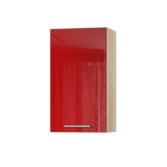 Корпус Стандарт дуб сонома, фасад Стандарт червоний глянець 301 40х72х30