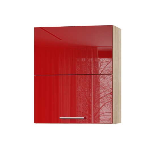 Корпус Стандарт дуб сонома, фасад Стандарт червоний глянець 402.HF 60х72х30