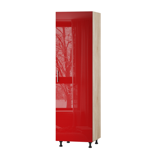 Корпус Стандарт дуб сонома, фасад Стандарт червоний глянець 704 60х214х56