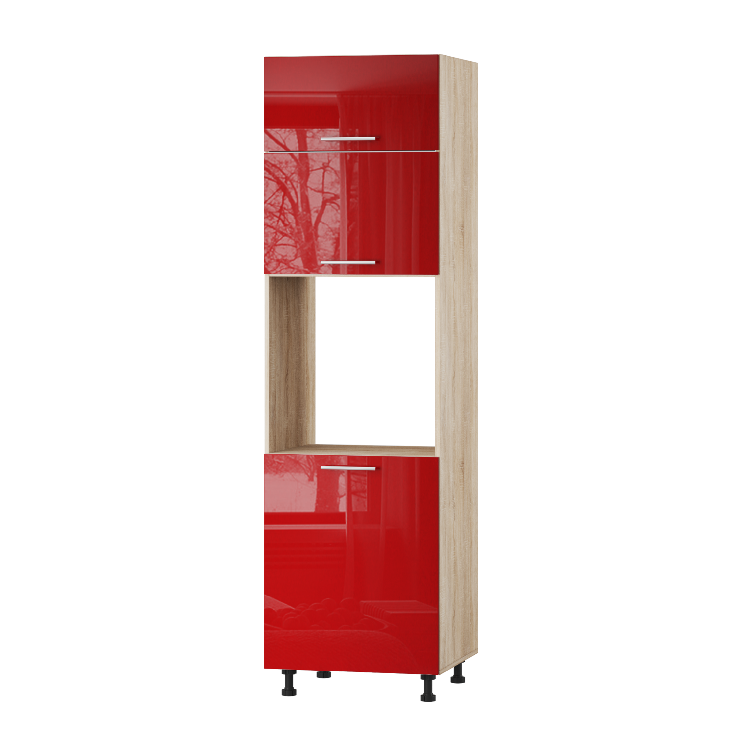 Корпус Стандарт дуб сонома, фасад Стандарт червоний глянець 705.HK-xs 60х214х56