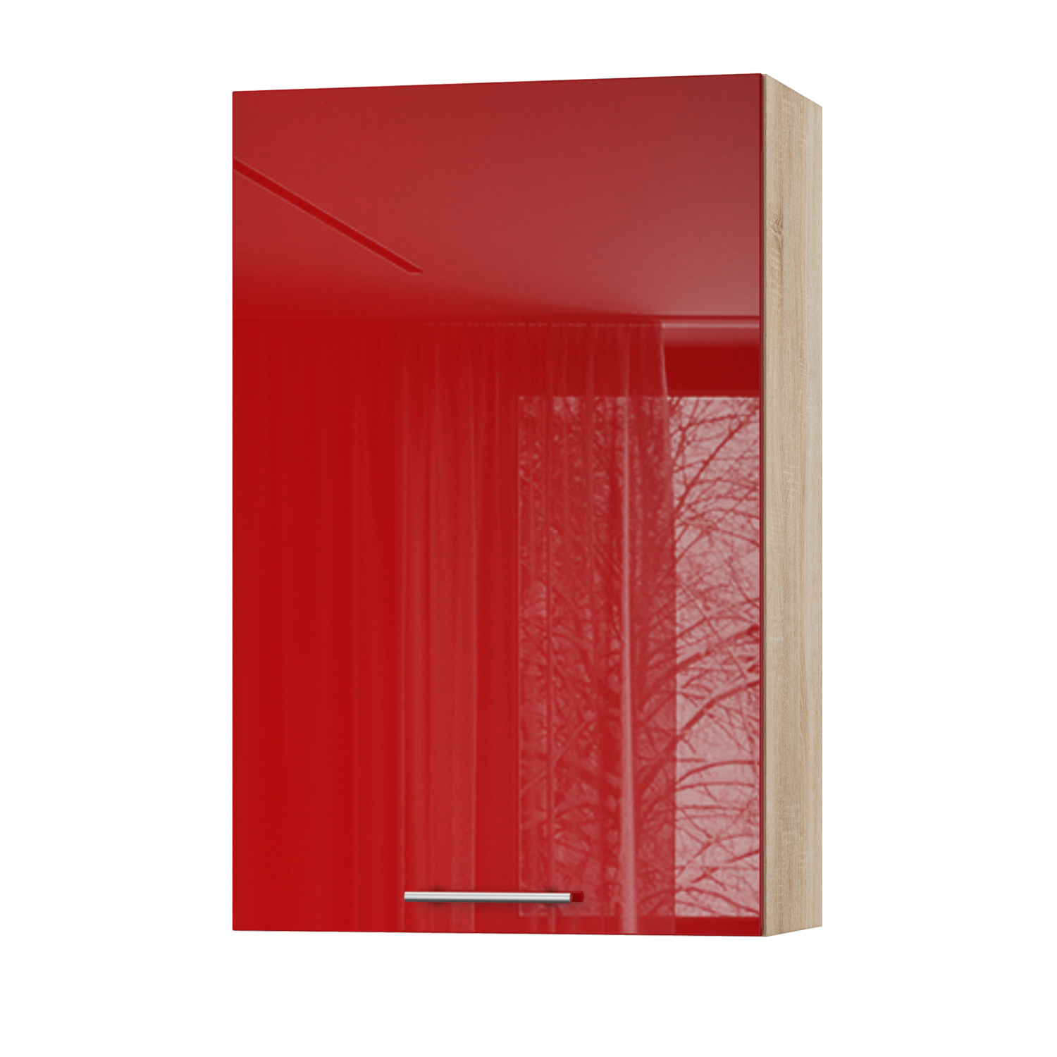 Корпус Стандарт дуб сонома, фасад Стандарт червоний глянець L301 60х93х30