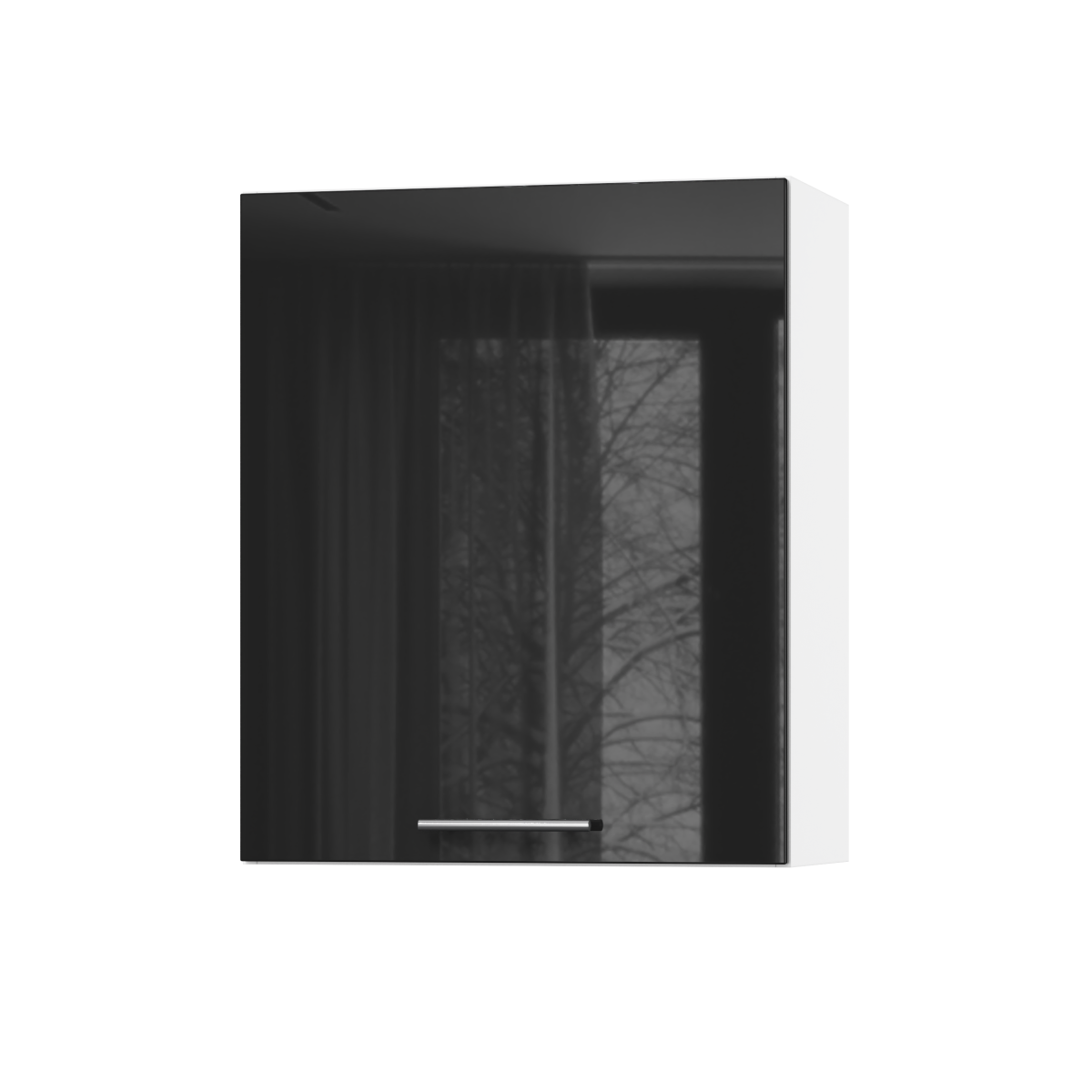 Корпус Стандарт білий, фасад Стандарт чорний глянець 301 60х72х30