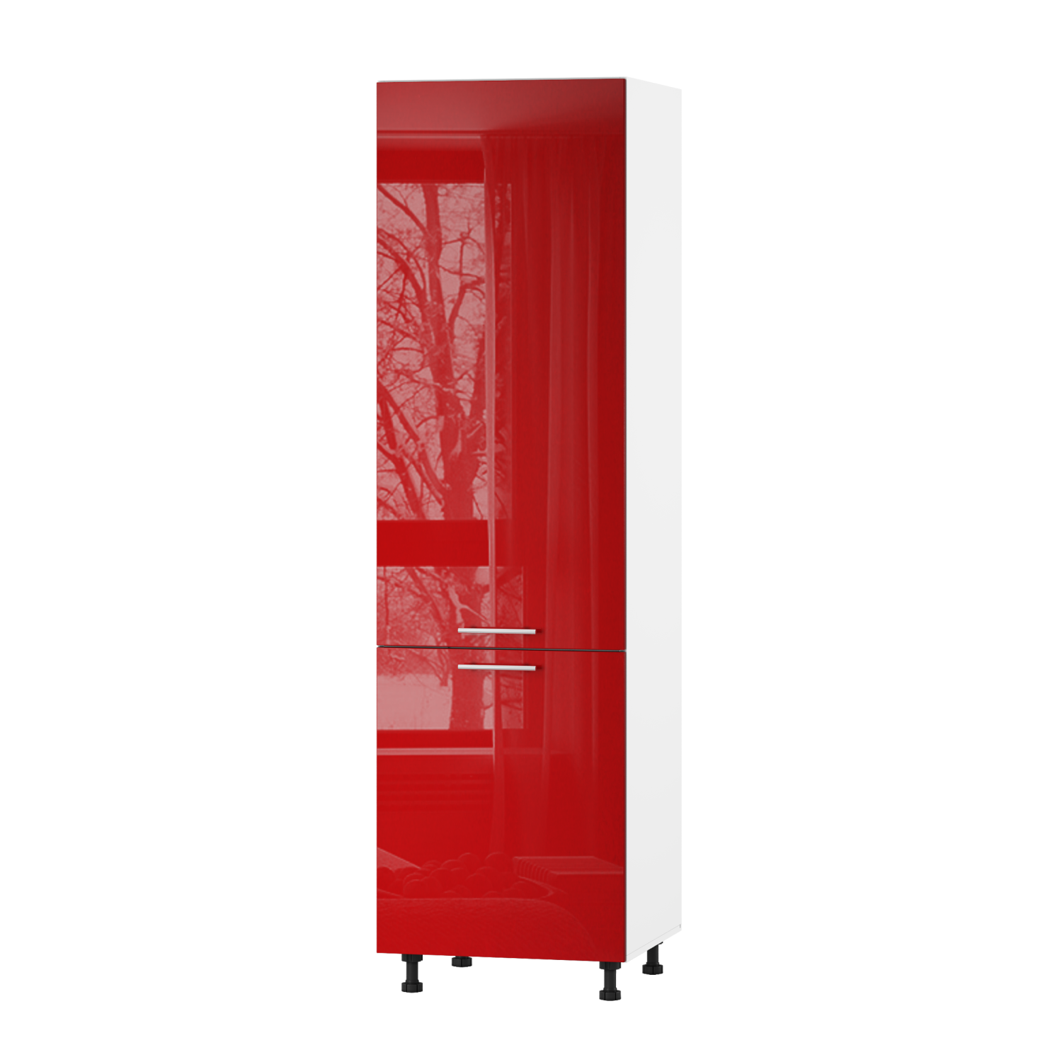 Корпус Стандарт білий, фасад Стандарт червоний глянець 702 60х214х56