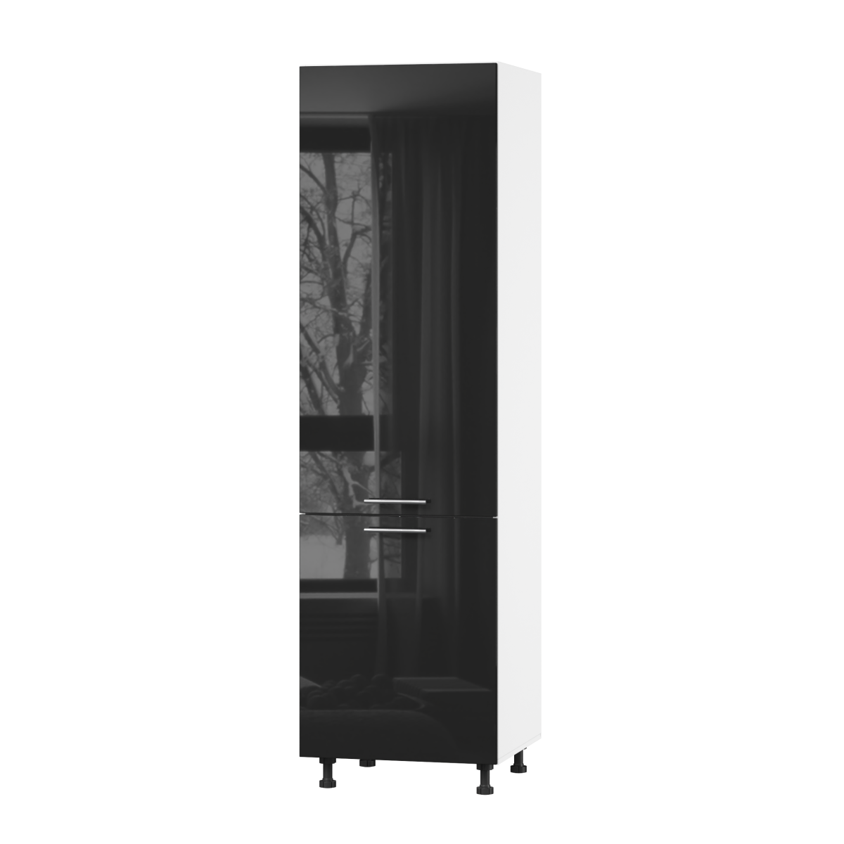 Корпус Стандарт білий, фасад Стандарт чорний глянець 702 60х214х56