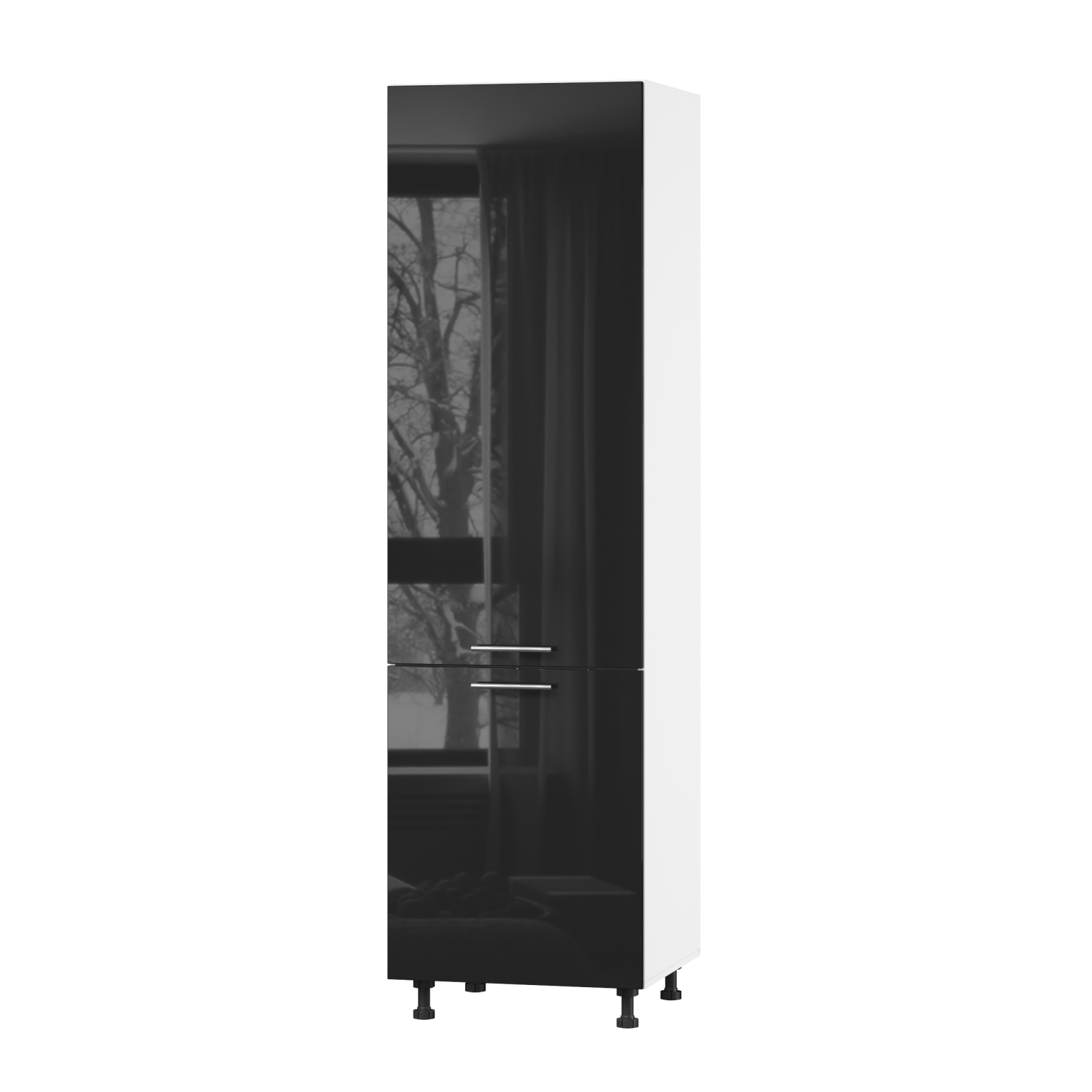 Корпус Стандарт білий, фасад Стандарт чорний глянець 702 60х214х56