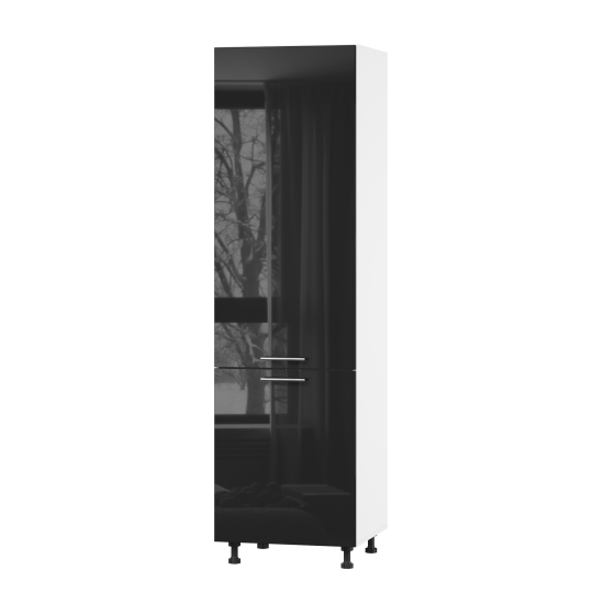 Корпус Стандарт білий, фасад Стандарт чорний глянець 702 60х214х56