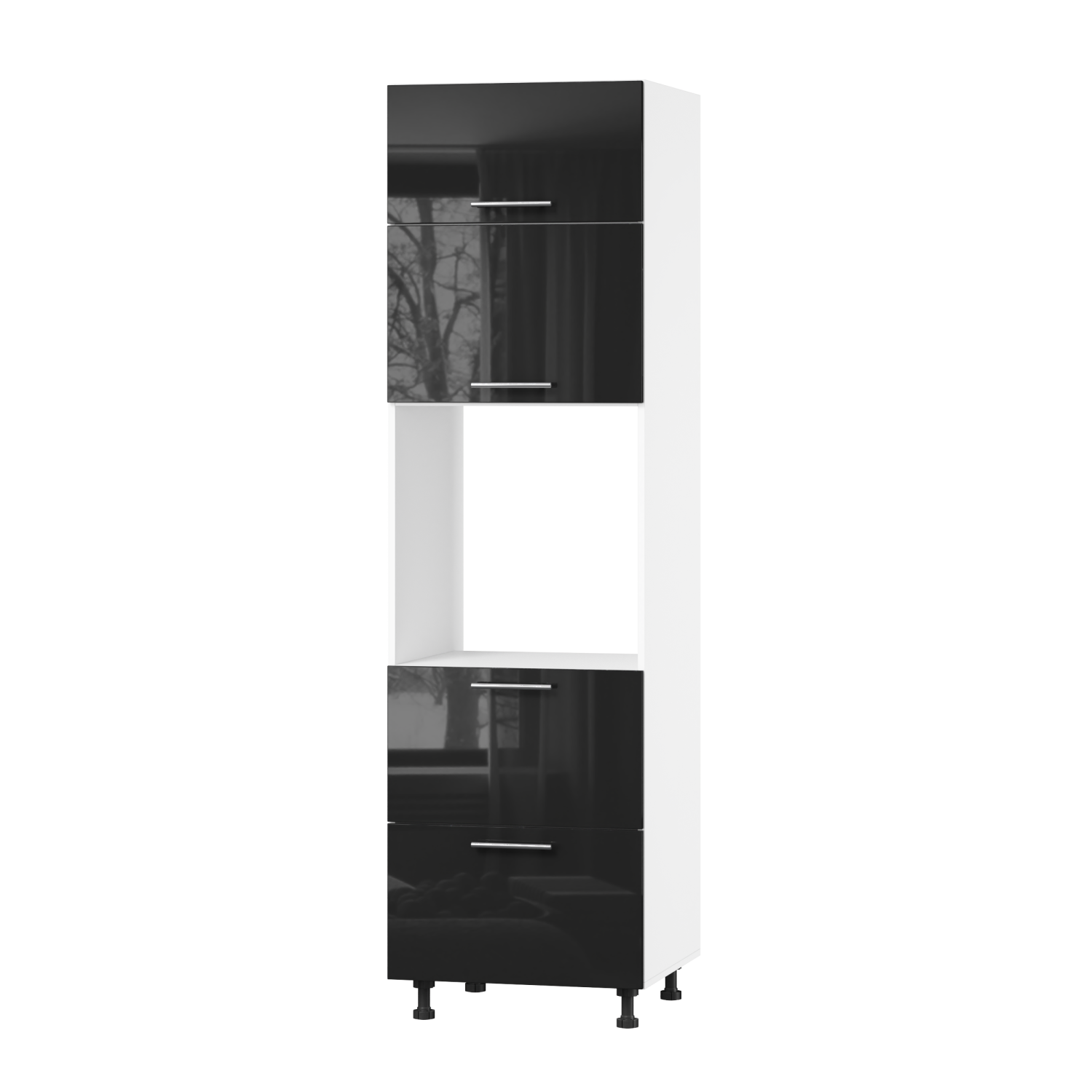 Корпус Стандарт білий, фасад Стандарт чорний глянець 725.SM-HK-XS 60x214x56