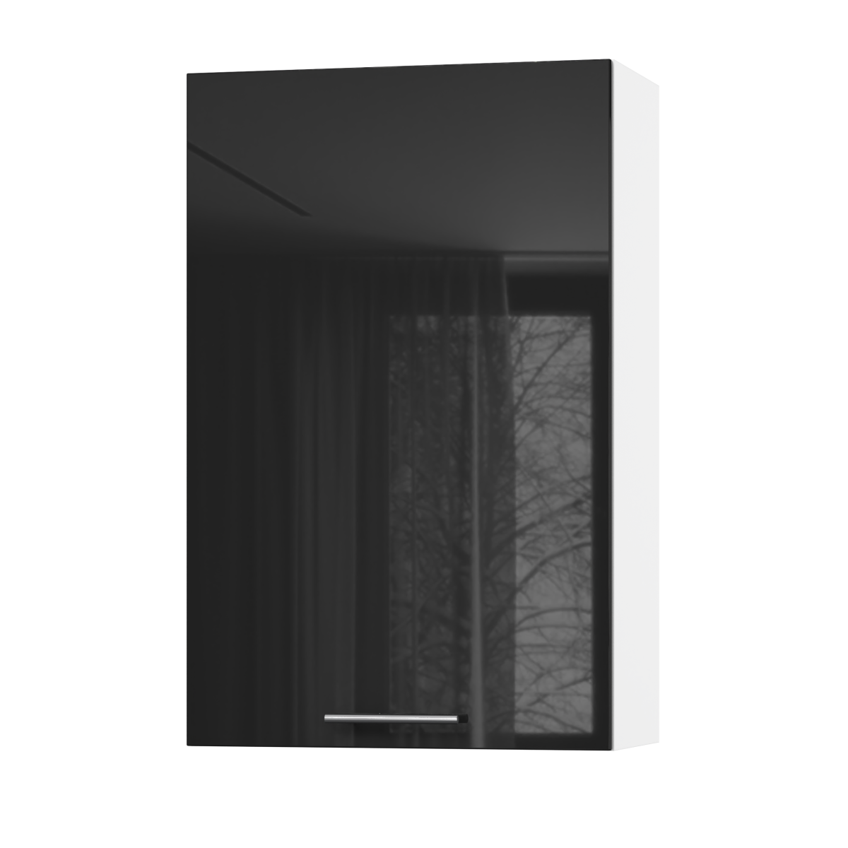 Корпус Стандарт білий, фасад Стандарт чорний глянець L301 60х93х30