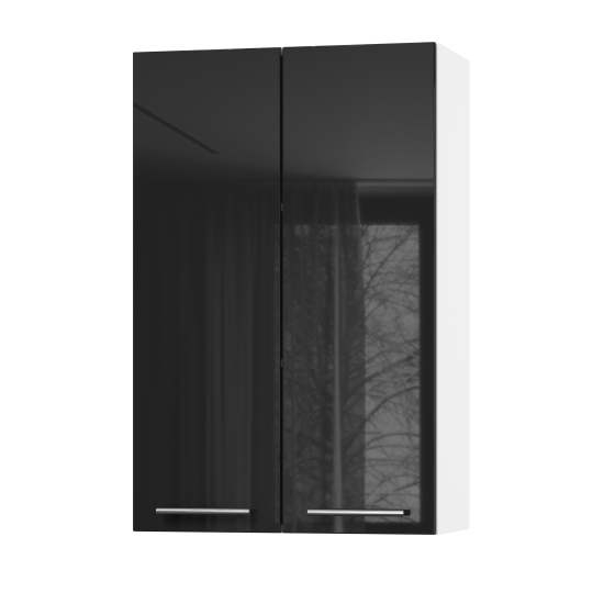 Корпус Стандарт білий, фасад Стандарт чорний глянець L302 60х93х30