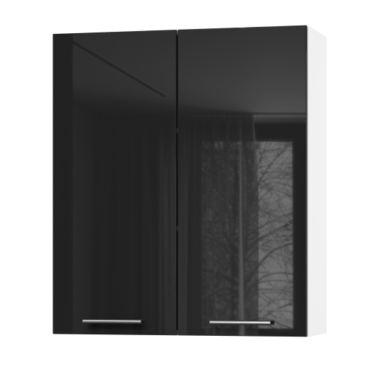 Корпус Стандарт білий, фасад Стандарт чорний глянець L302 80х93х30