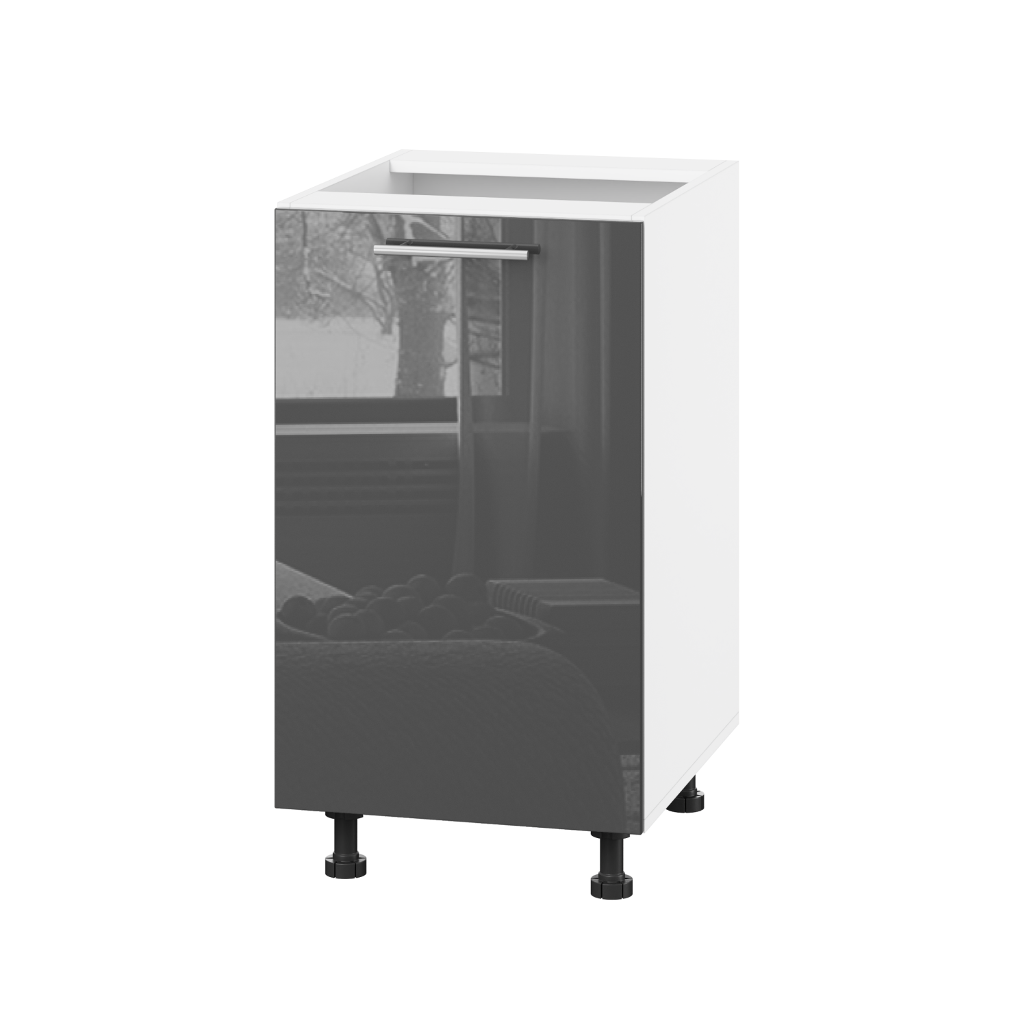 Корпус Стандарт білий, фасад Стандарт сірий графіт глянець 101 45х72х52