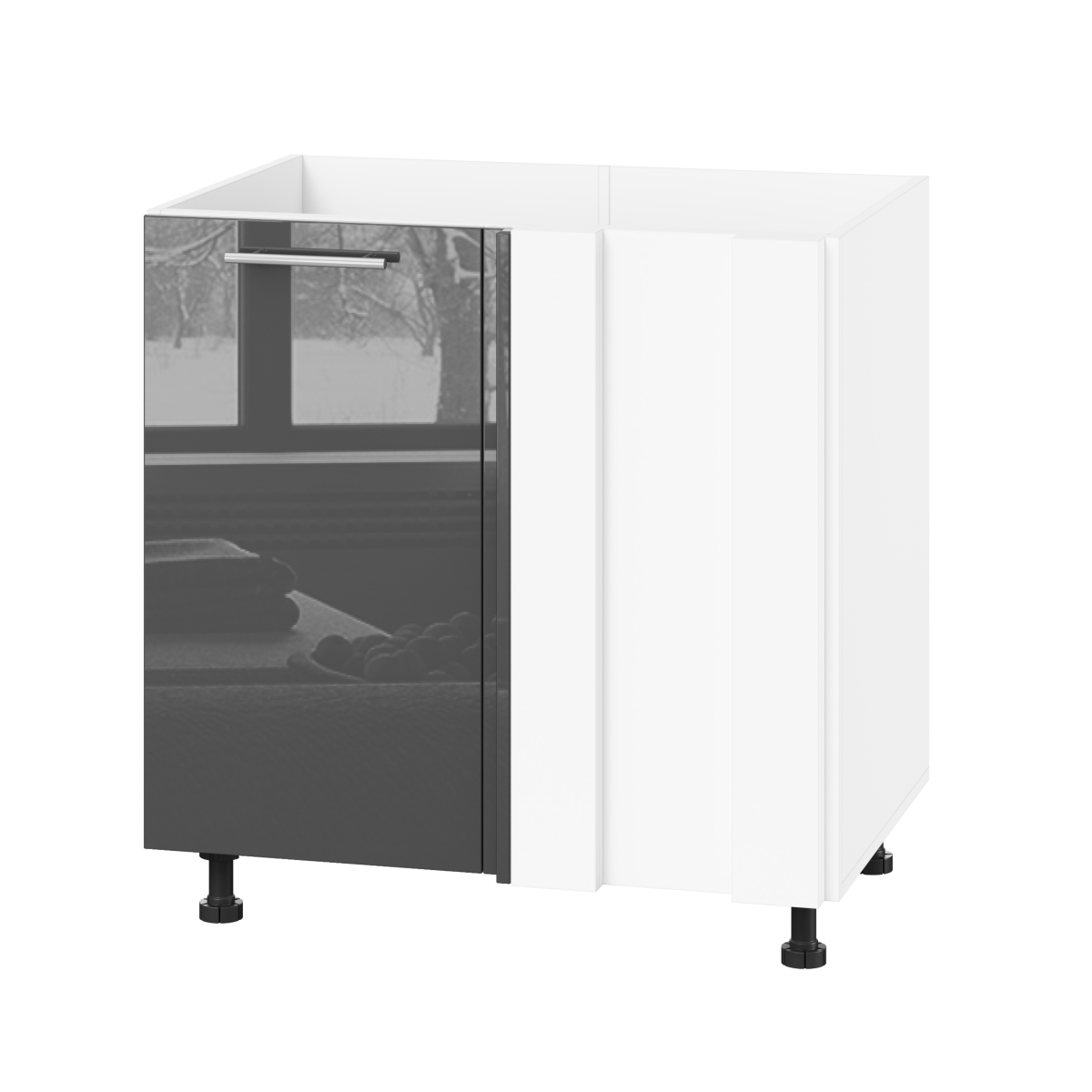 Корпус Стандарт білий, фасад Стандарт сірий графіт глянець 103 80-100х72х52