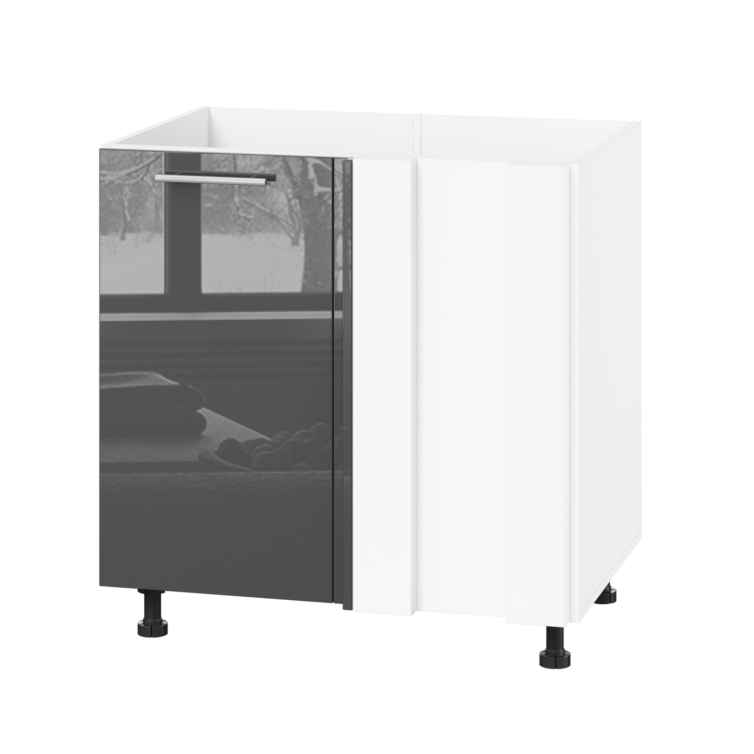 Корпус Стандарт білий, фасад Стандарт сірий графіт глянець 103 80-100х72х52 Корпус Стандарт білий, фасад Стандарт сірий графіт глянець 103 80-100х72х52