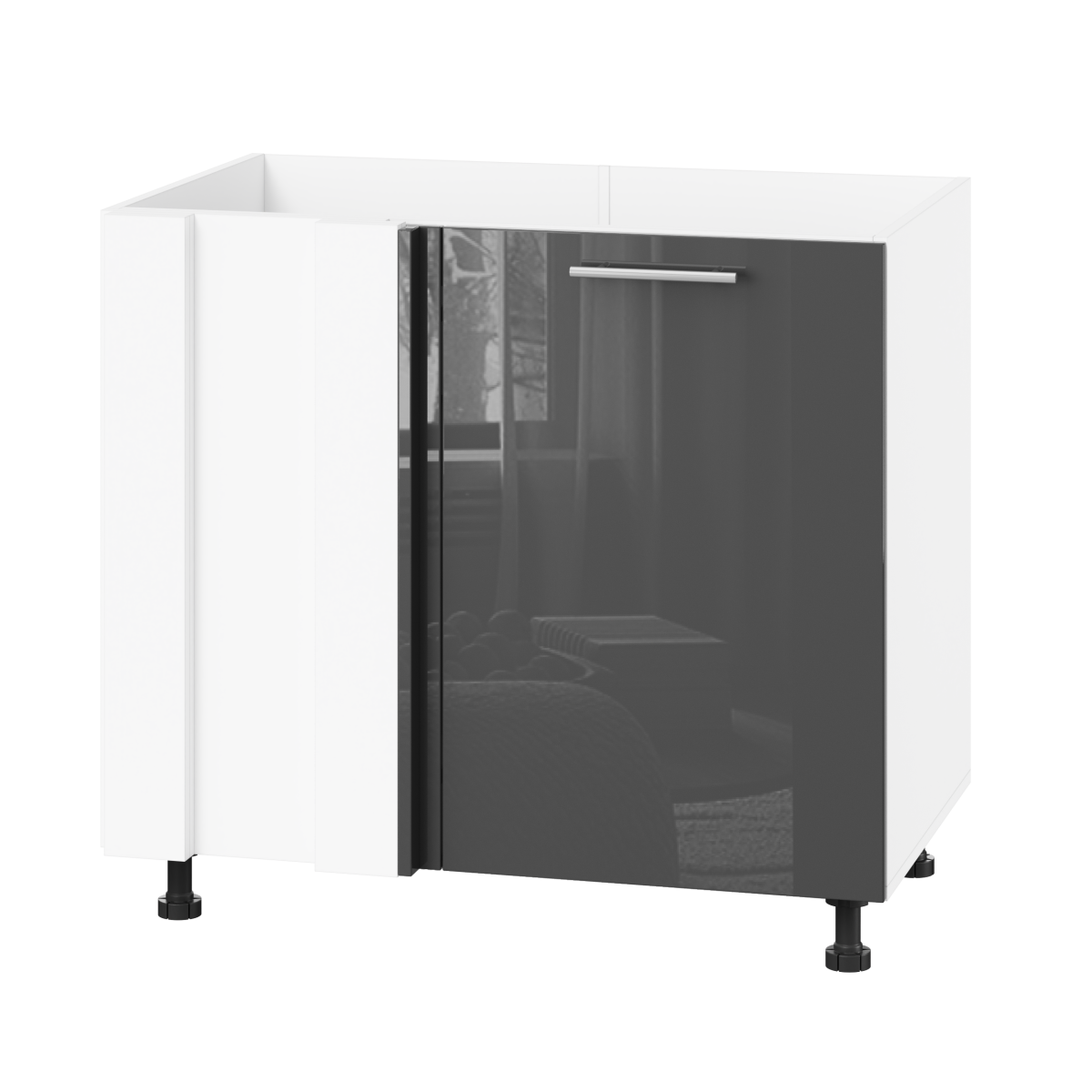 Корпус Стандарт білий, фасад Стандарт сірий графіт глянець 103 90-110х72х52 Корпус Стандарт білий, фасад Стандарт сірий графіт глянець 103 90-110х72х52