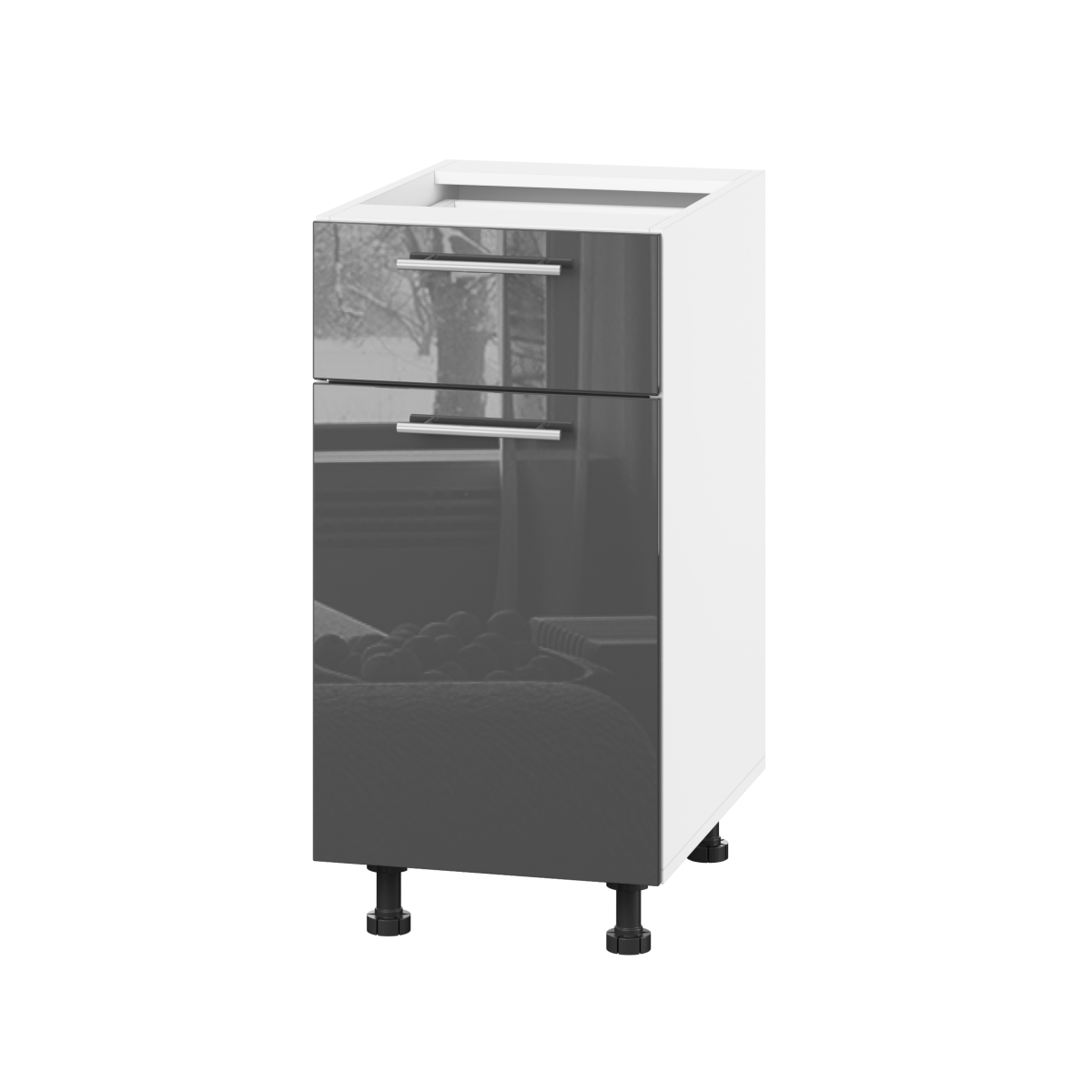 Корпус Стандарт білий, фасад Стандарт сірий графіт глянець 111.SM-40x72x52