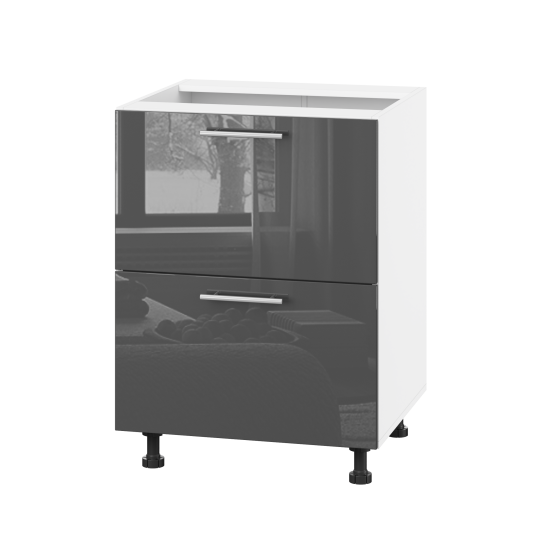 Корпус Стандарт білий, фасад Стандарт сірий графіт глянець 120.SM-60x72x52