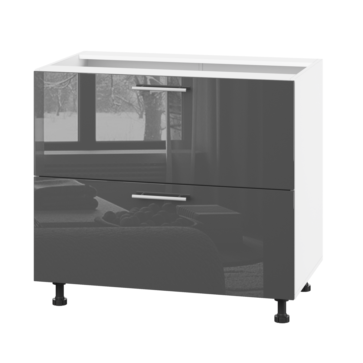 Корпус Стандарт білий, фасад Стандарт сірий графіт глянець 123.SM-90x72x52