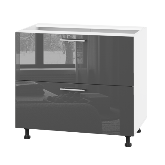 Корпус Стандарт білий, фасад Стандарт сірий графіт глянець 123.SM-90x72x52