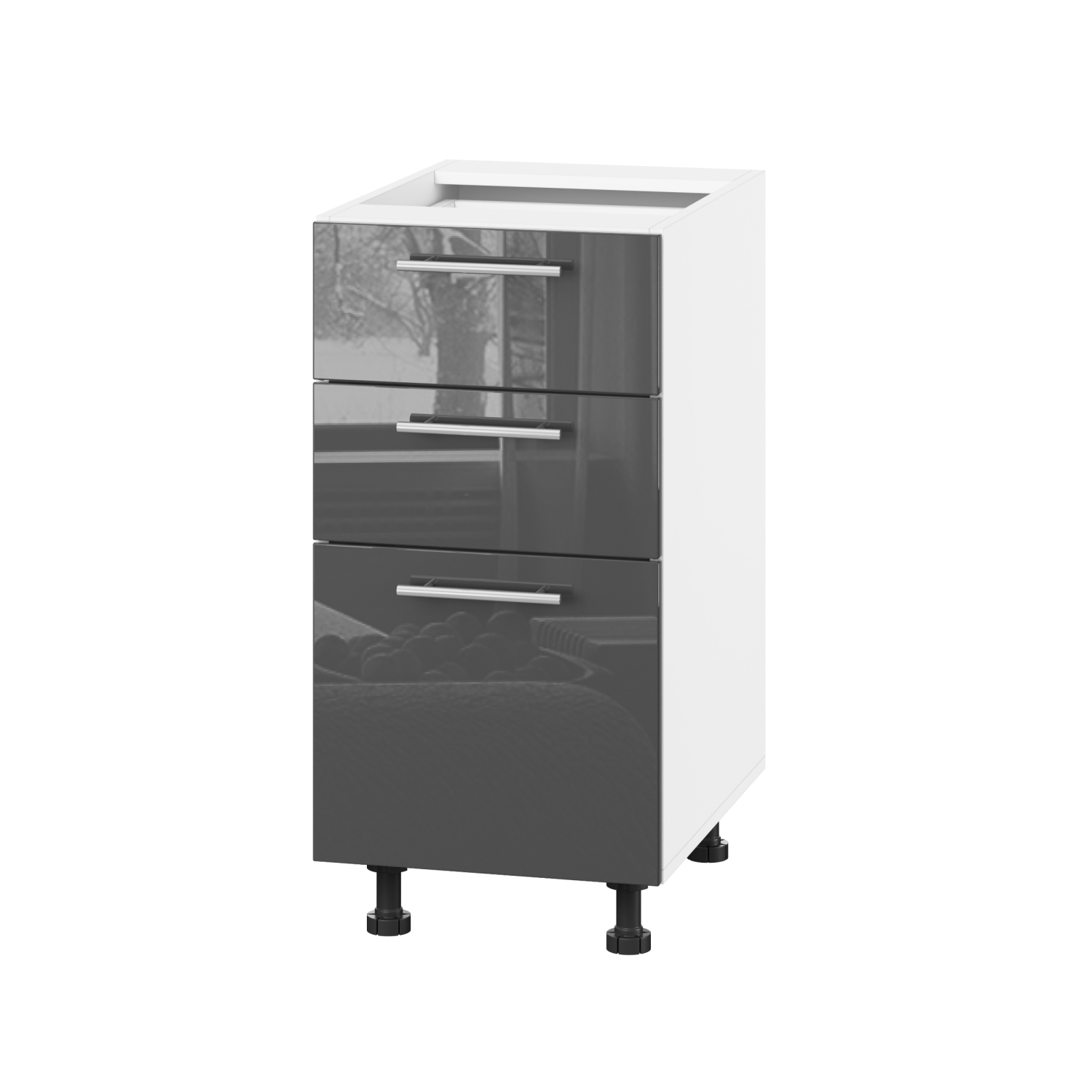 Корпус Стандарт білий, фасад Стандарт сірий графіт глянець 130.SM 40х72х52