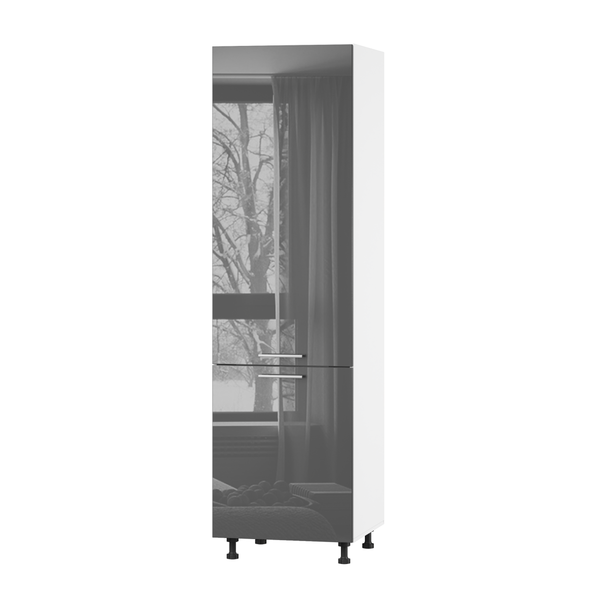 Корпус Стандарт білий, фасад Стандарт сірий графіт глянець 702 60х214х56