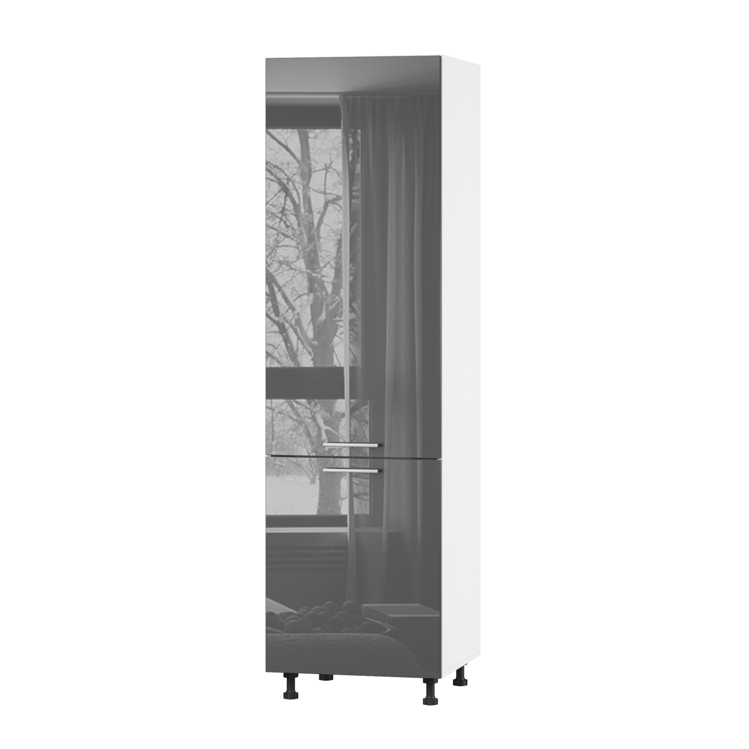 Корпус Стандарт білий, фасад Стандарт сірий графіт глянець 702 60х214х56