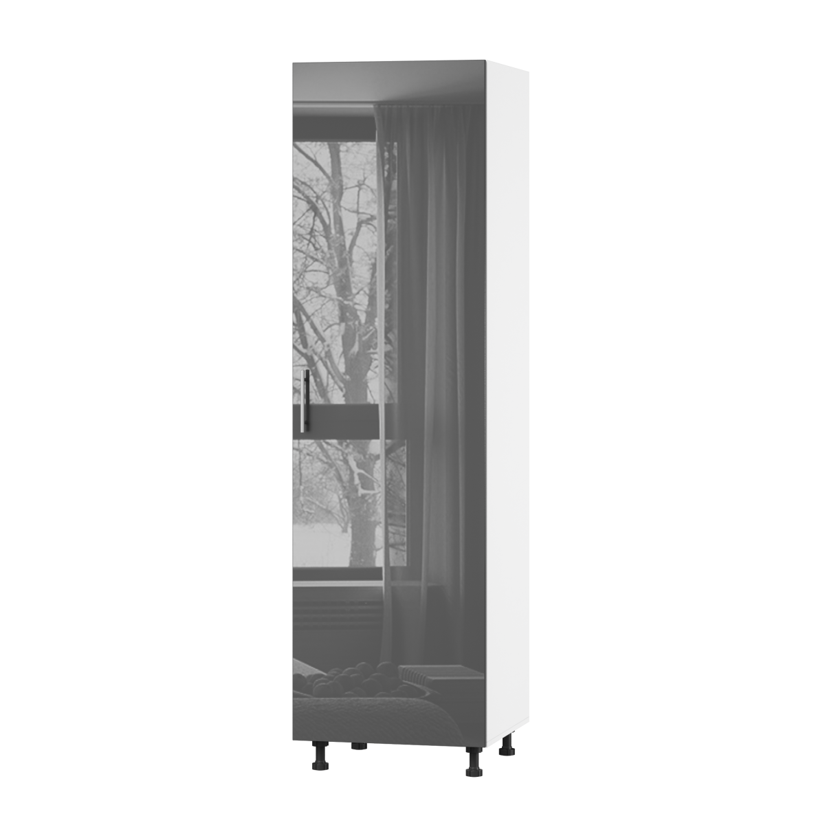 Корпус Стандарт білий, фасад Стандарт сірий графіт глянець 704 60х214х56