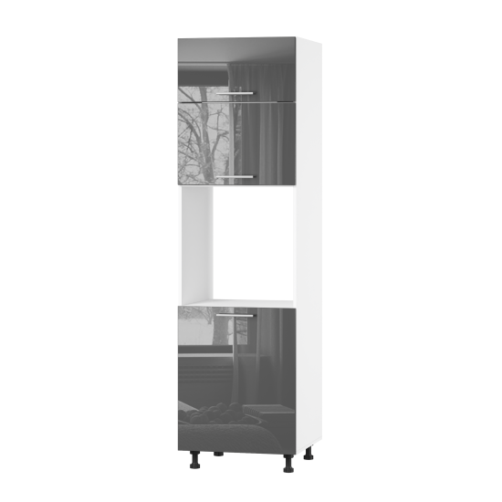 Корпус Стандарт білий, фасад Стандарт сірий графіт глянець 705.HK-xs 60х214х56