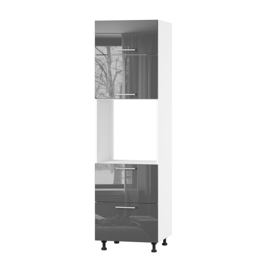 Корпус Стандарт білий, фасад Стандарт сірий графіт глянець 725.SM-HK-XS 60x214x56