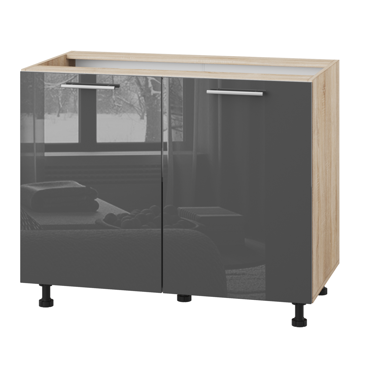 Корпус Стандарт дуб сонома, фасад Стандарт сірий граніт глянець 102 100х72х52