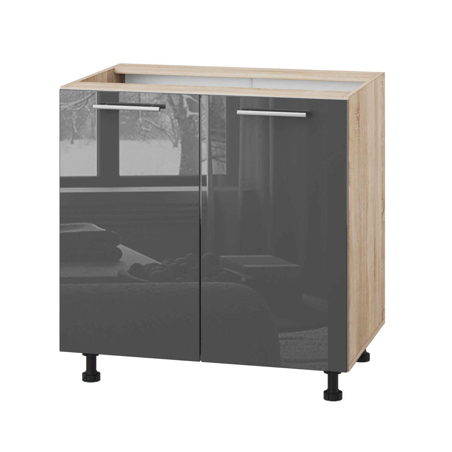 Корпус Стандарт дуб сонома, фасад Стандарт сірий граніт глянець 102 80х72х52 Корпус Стандарт дуб сонома, фасад Стандарт сірий граніт глянець 102 80х72х52