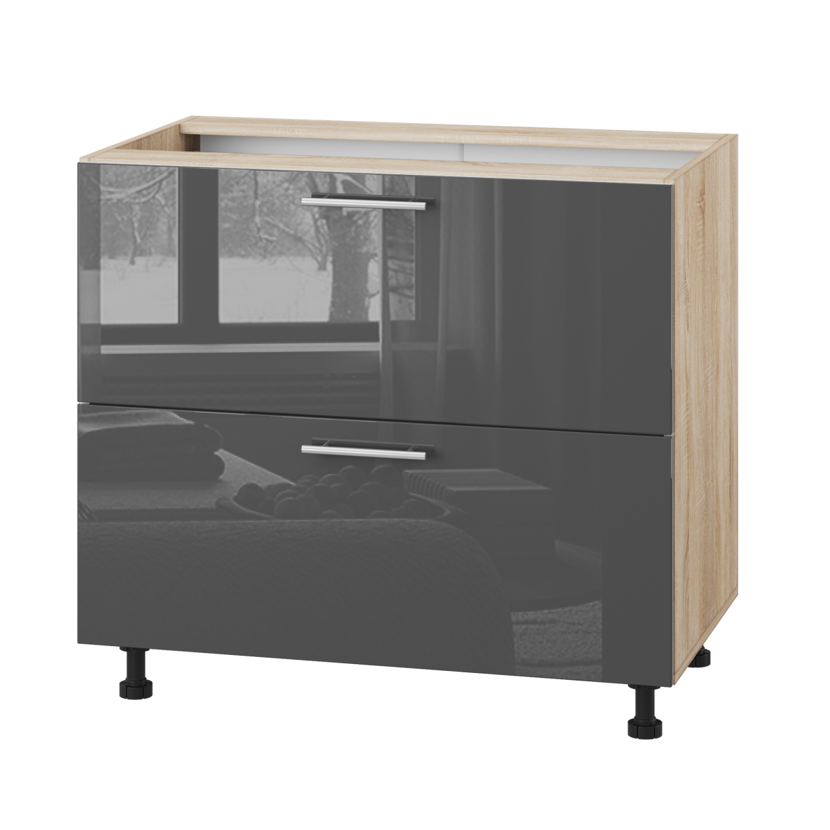 Корпус Стандарт дуб сонома, фасад Стандарт сірий граніт глянець 123.SM-90x72x52