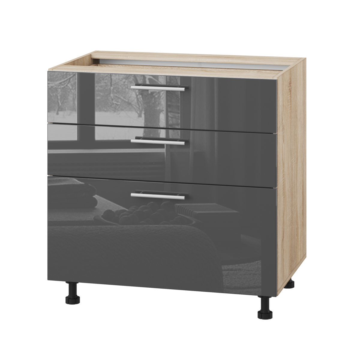 Корпус Стандарт дуб сонома, фасад Стандарт сірий граніт глянець 130.SM 80х72х52