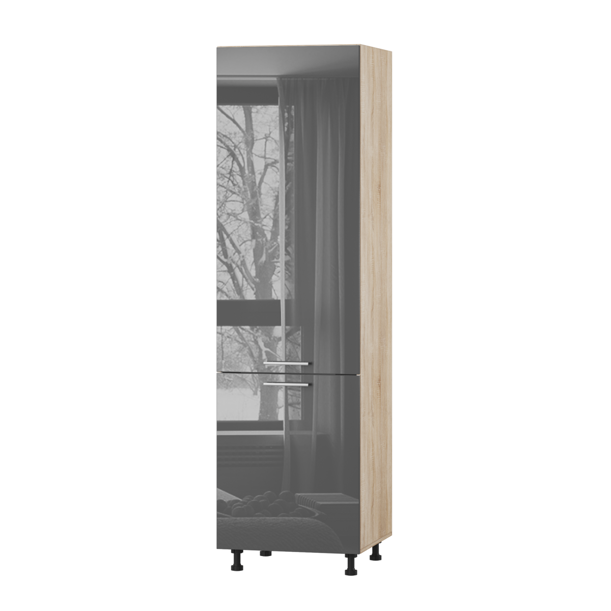 Корпус Стандарт дуб сонома, фасад Стандарт сірий граніт глянець 702 60х214х56