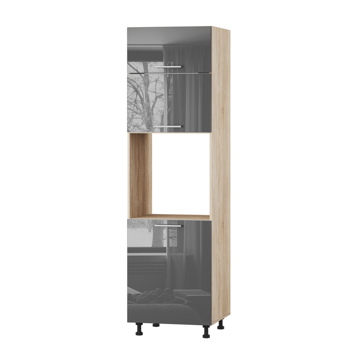 Корпус Стандарт дуб сонома, фасад Стандарт сірий граніт глянець 705.HK-xs 60х214х56