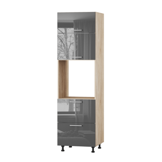 Корпус Стандарт дуб сонома, фасад Стандарт сірий граніт глянець 725.SM-HK-XS 60x214x56