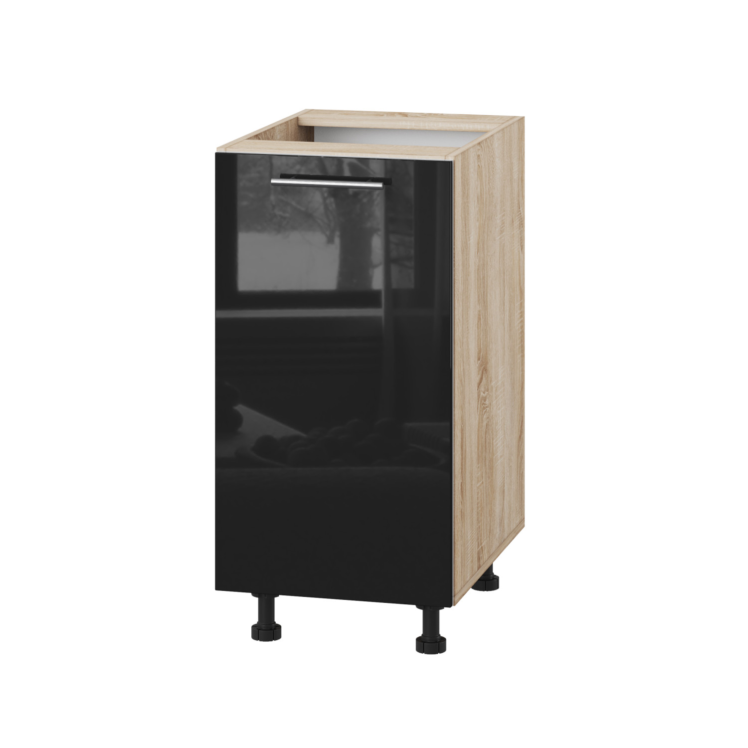 Корпус Стандарт дуб сонома, фасад Стандарт чорний глянец 101 40х72х52