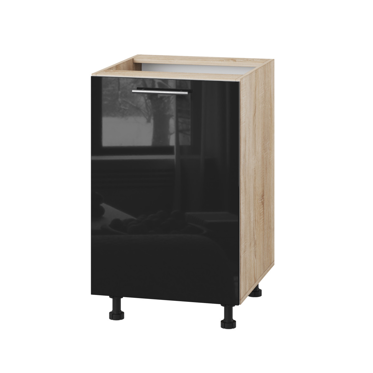 Корпус Стандарт дуб сонома, фасад Стандарт чорний глянець 101 50х72х52