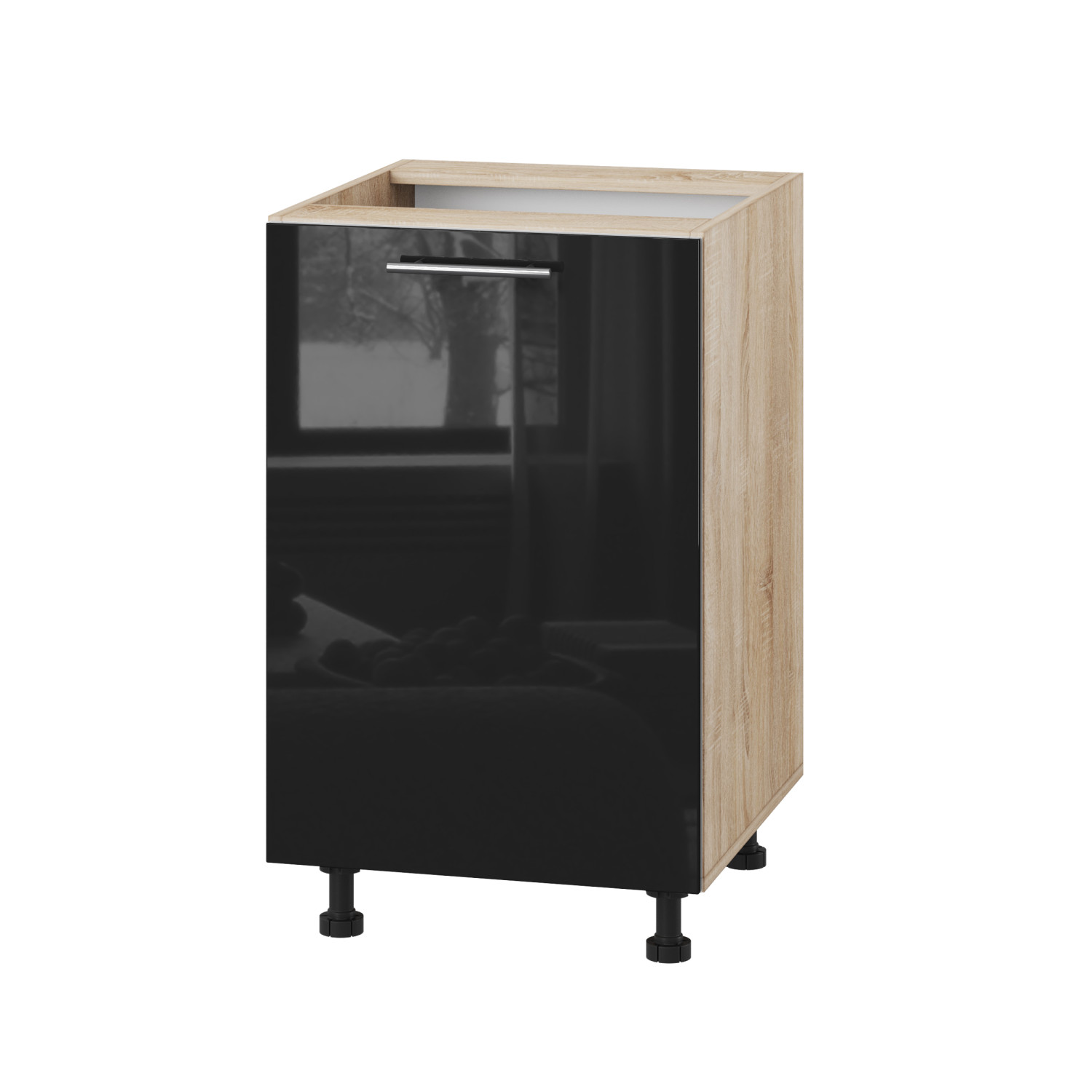 Корпус Стандарт дуб сонома, фасад Стандарт чорний глянець 101 50х72х52