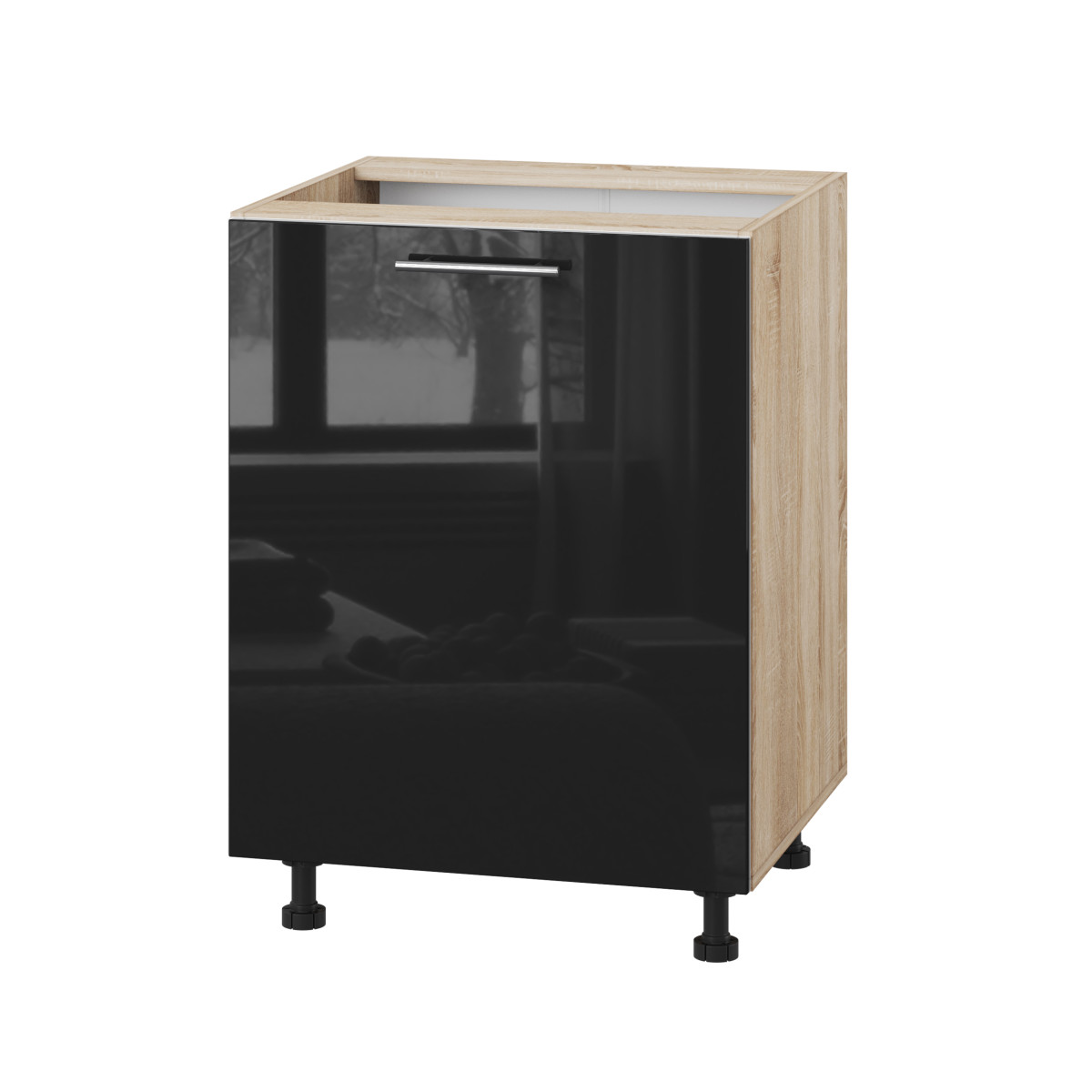 Корпус Стандарт дуб сонома, фасад Стандарт чорний глянець 101 60х72х52