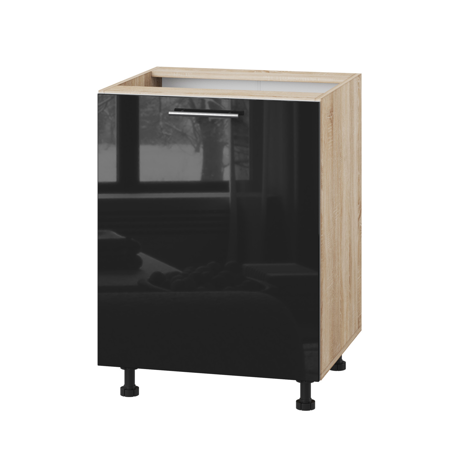 Корпус Стандарт дуб сонома, фасад Стандарт чорний глянець 101 60х72х52