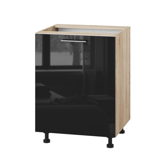 Корпус Стандарт дуб сонома, фасад Стандарт чорний глянець 101 60х72х52