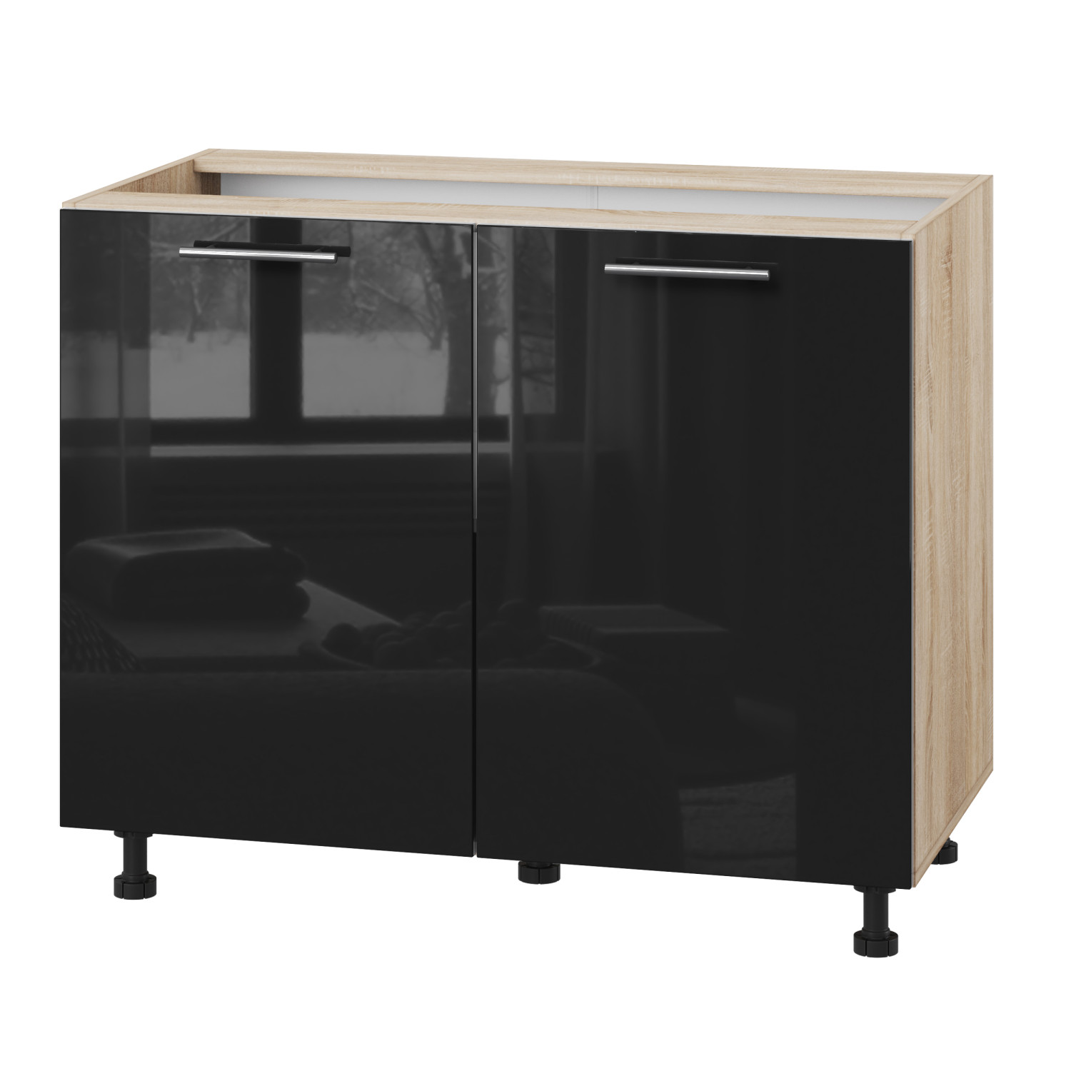 Корпус Стандарт дуб сонома, фасад Стандарт чорний глянець 102 100х72х52 Корпус Стандарт дуб сонома, фасад Стандарт чорний глянець 102 100х72х52