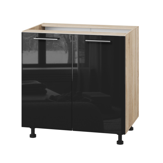 Корпус Стандарт дуб сонома, фасад Стандарт чорний глянець 102 80х72х52