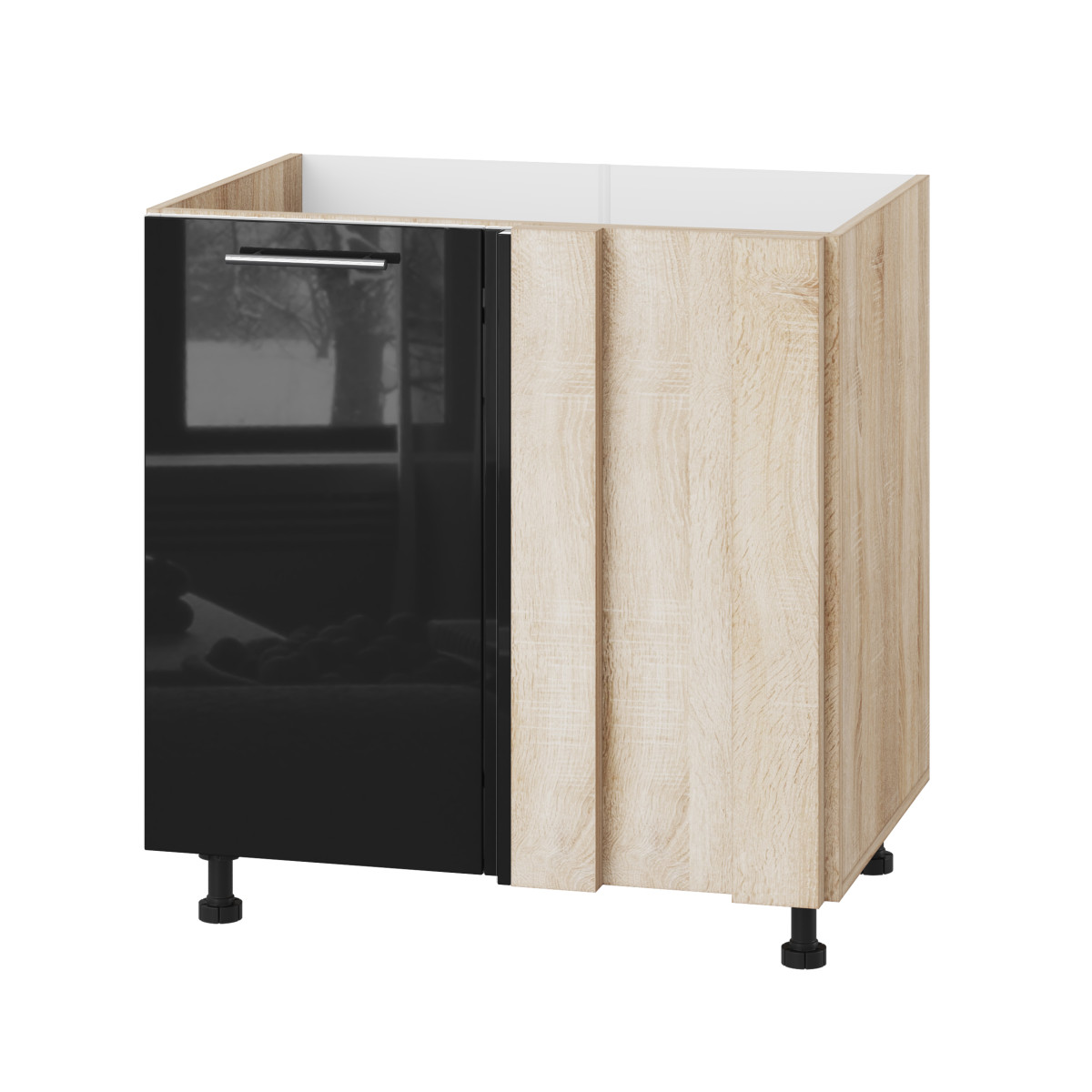 Корпус Стандарт дуб сонома, фасад Стандарт чорний глянець 103 80-100х72х52