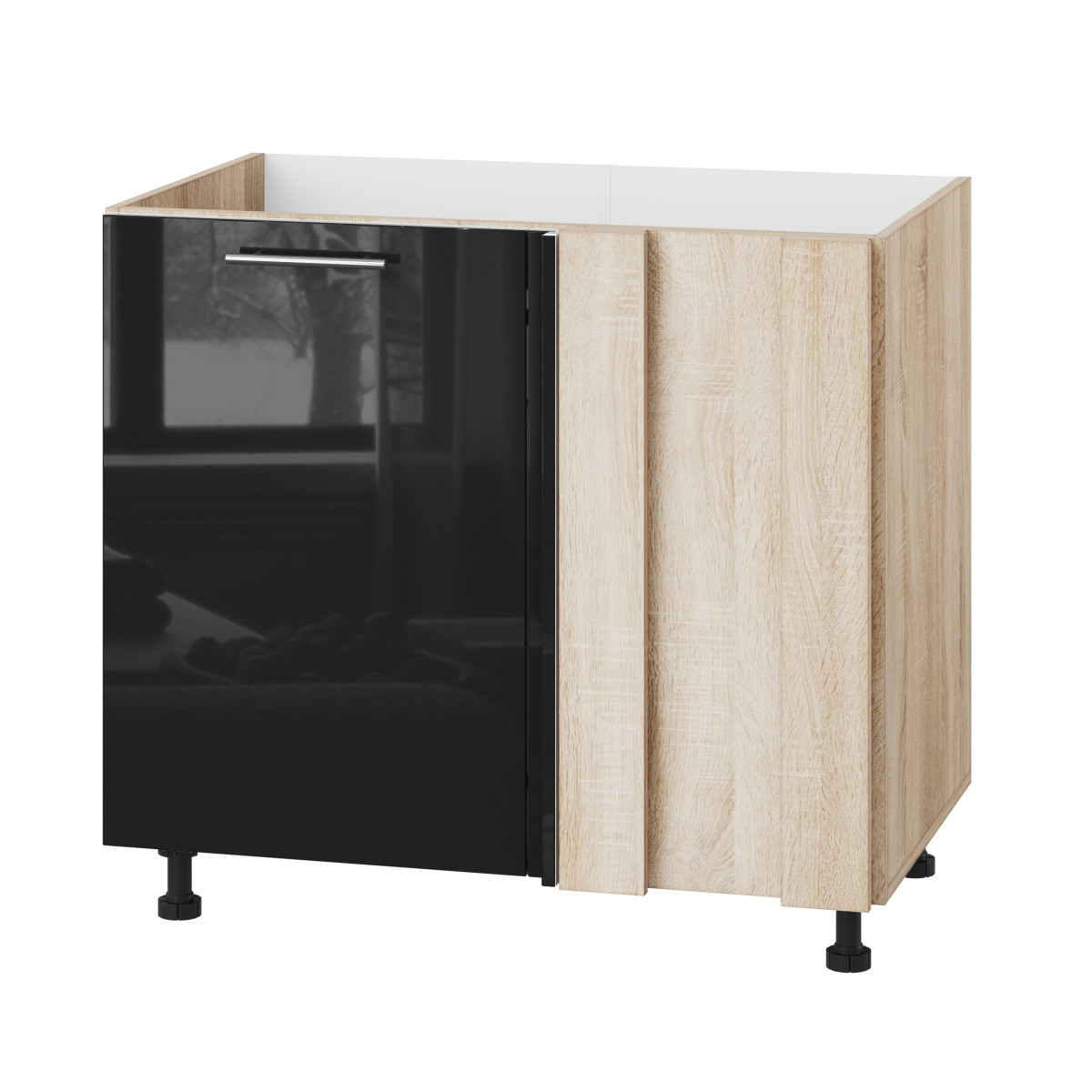 Корпус Стандарт дуб сонома, фасад Стандарт чорний глянець 103 90-110х72х52