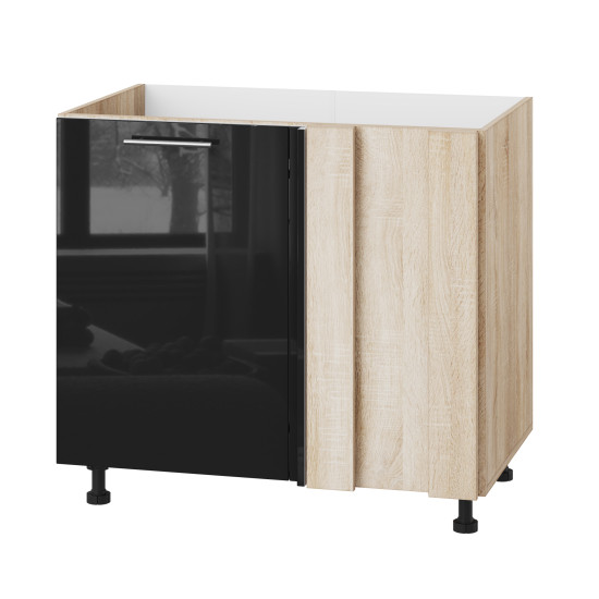 Корпус Стандарт дуб сонома, фасад Стандарт чорний глянець 103 90-110х72х52