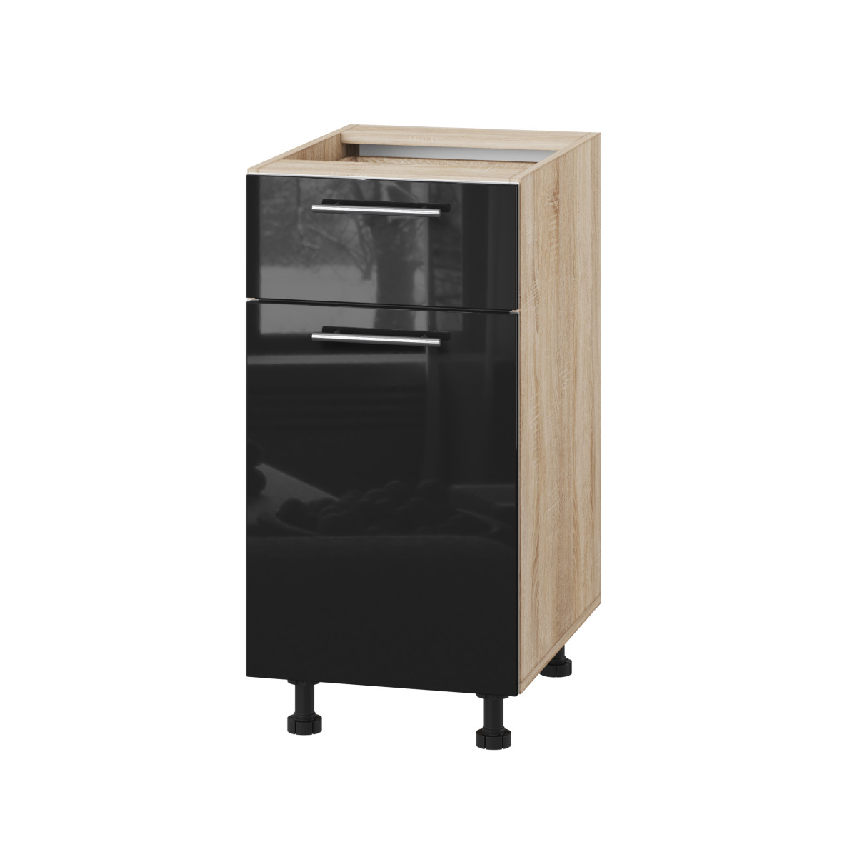 Корпус Стандарт дуб сонома, фасад Стандарт чорний глянець 111.SM-40x72x52