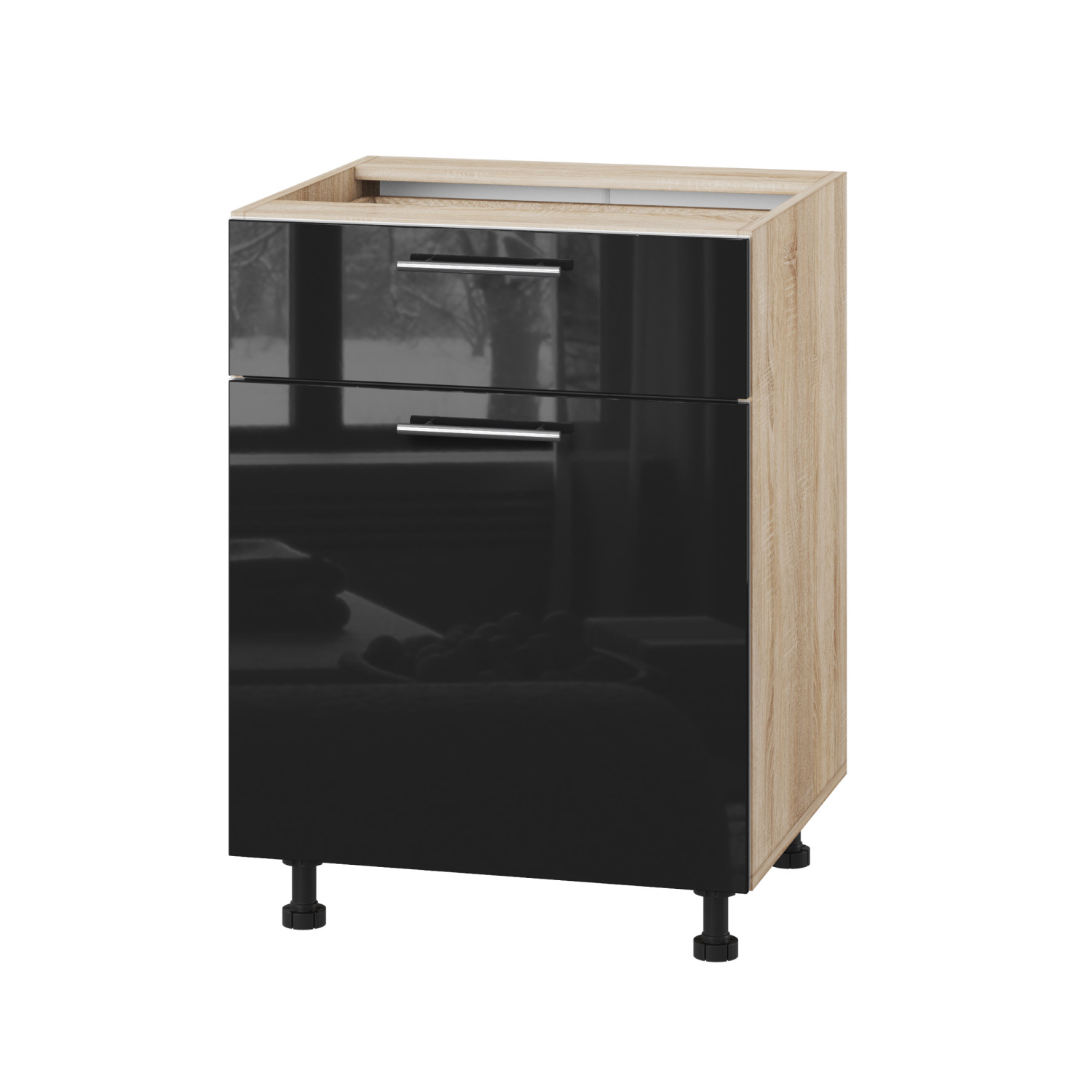 Корпус Стандарт дуб сонома, фасад Стандарт чорний глянець 111.SM-60x72x52