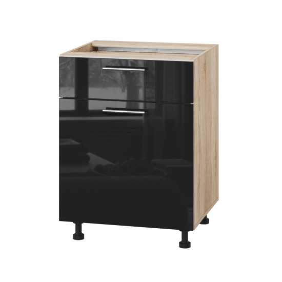 Корпус Стандарт дуб сонома, фасад Стандарт чорний глянець 111.SM-60x72x52